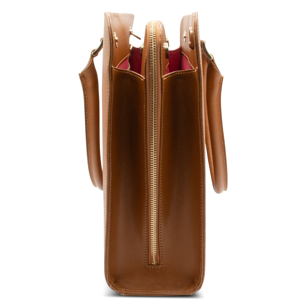 Alinari Tote, work tote in camel textured Italian leather – side view