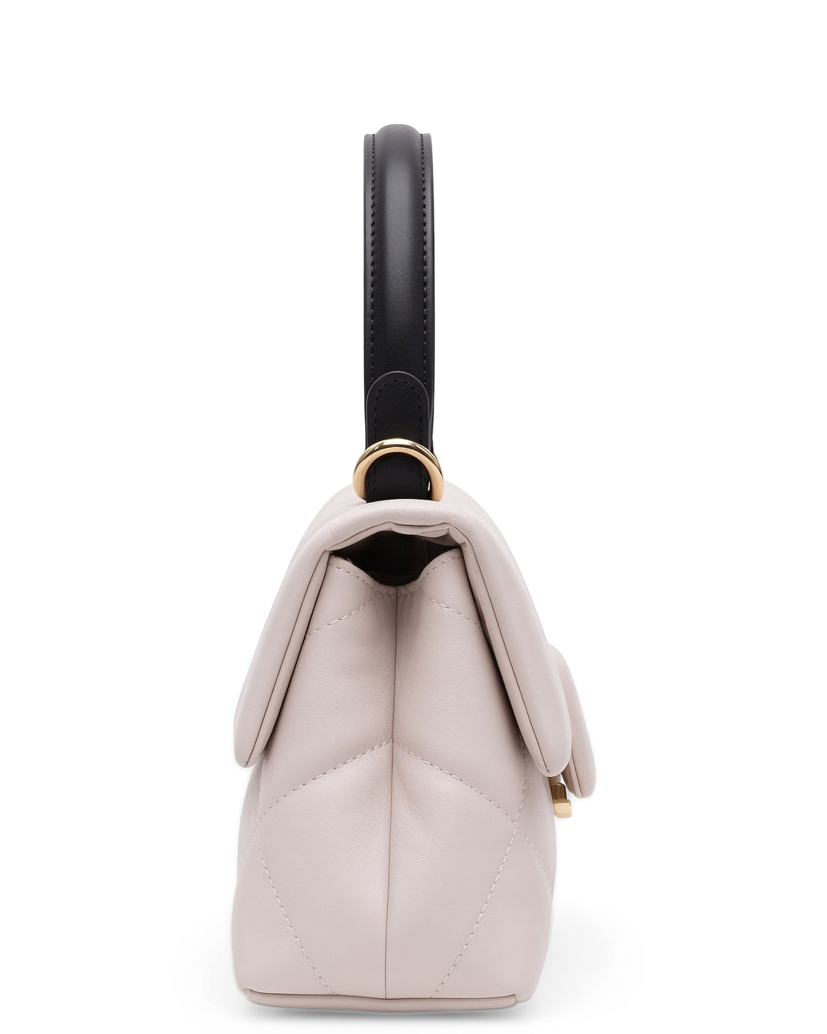 Alita quilted leather shoulder bag in white, side view