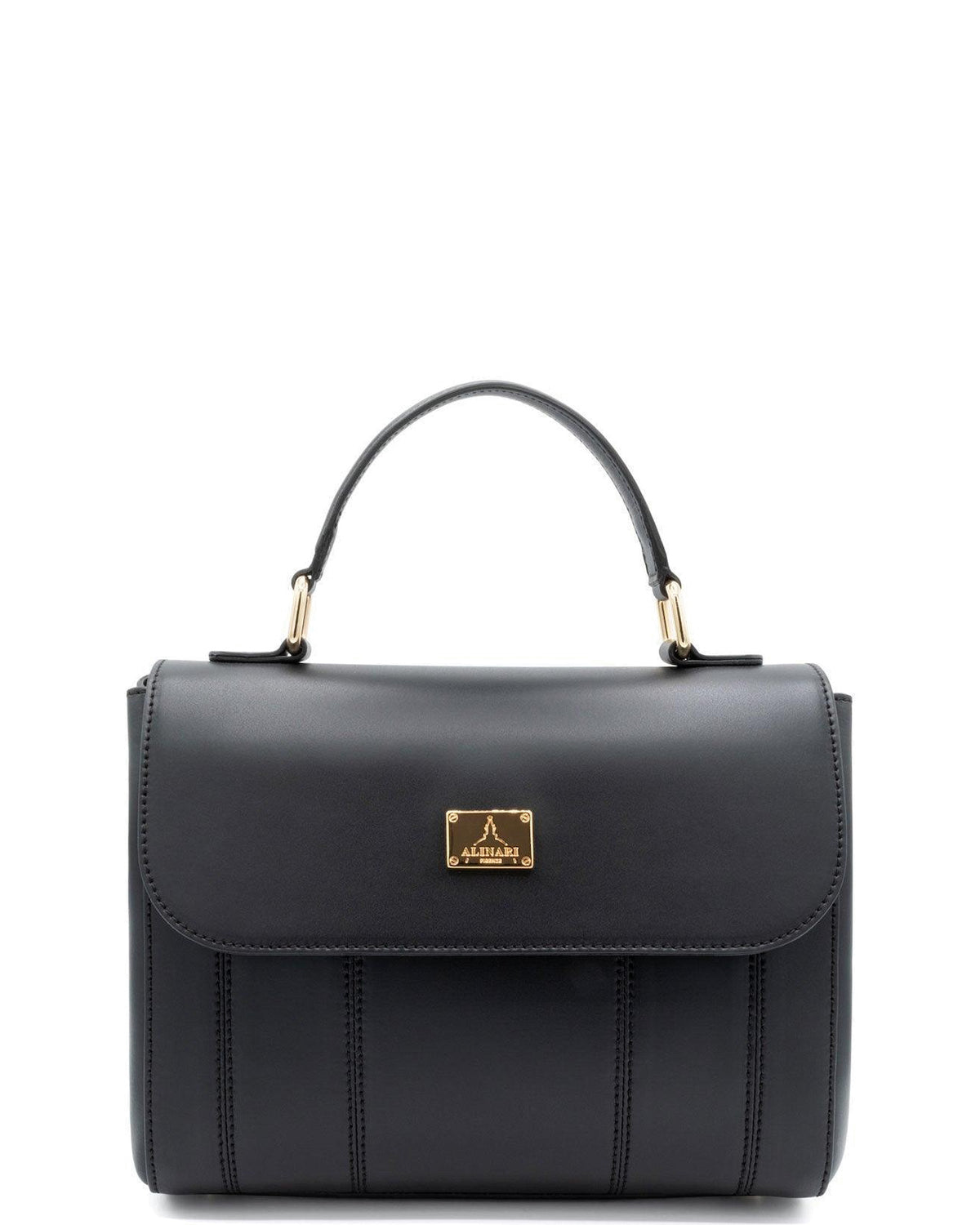 Trevi, borsa a mano in pelle Ruga italiana nera – vista frontale – Made in Italy