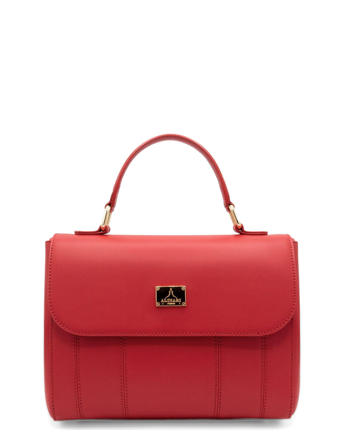 Trevi, Henkeltasche aus rotem italienischem Ruga-Leder – Vorderansicht – Made in Italy