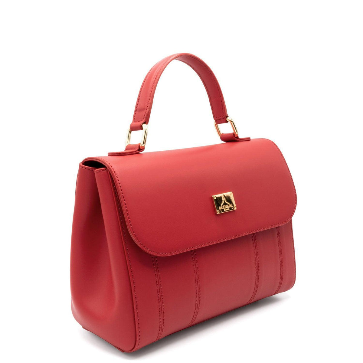 Trevi, Henkeltasche aus rotem italienischem Ruga-Leder – Dreiviertelansicht