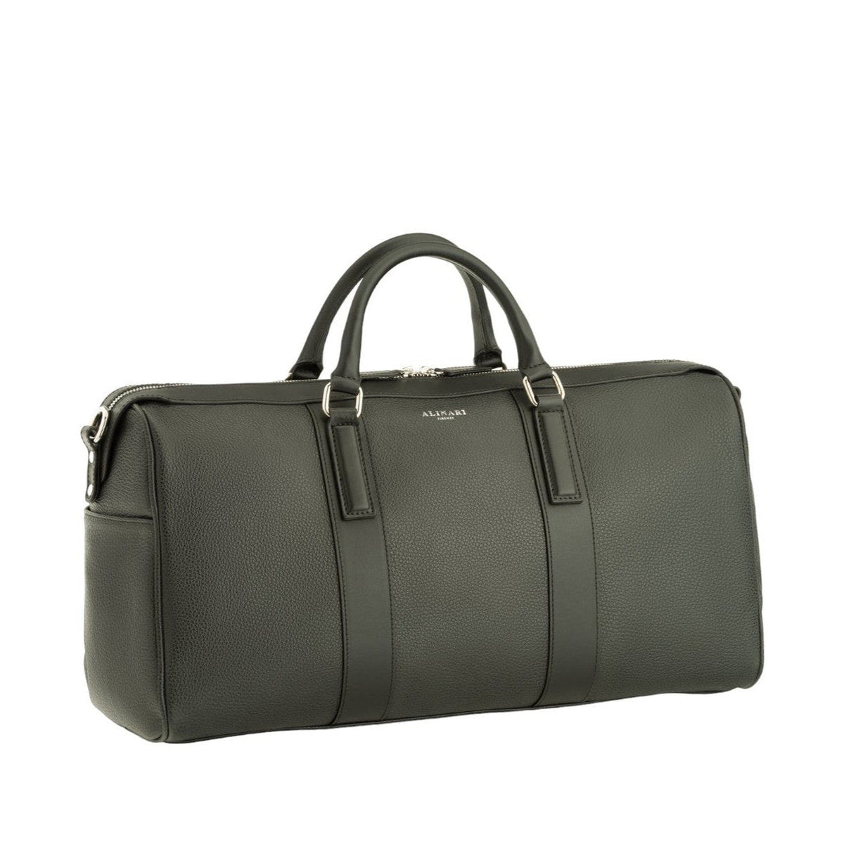 Milano, travel bag in black deer-print Italian calfskin – front view