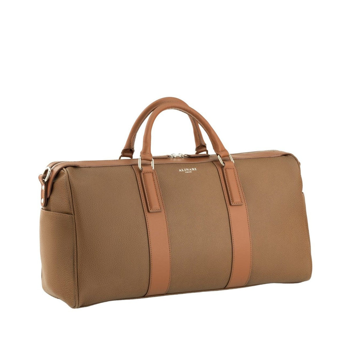 Milano, travel bag in brown deer-print Italian calfskin – front view