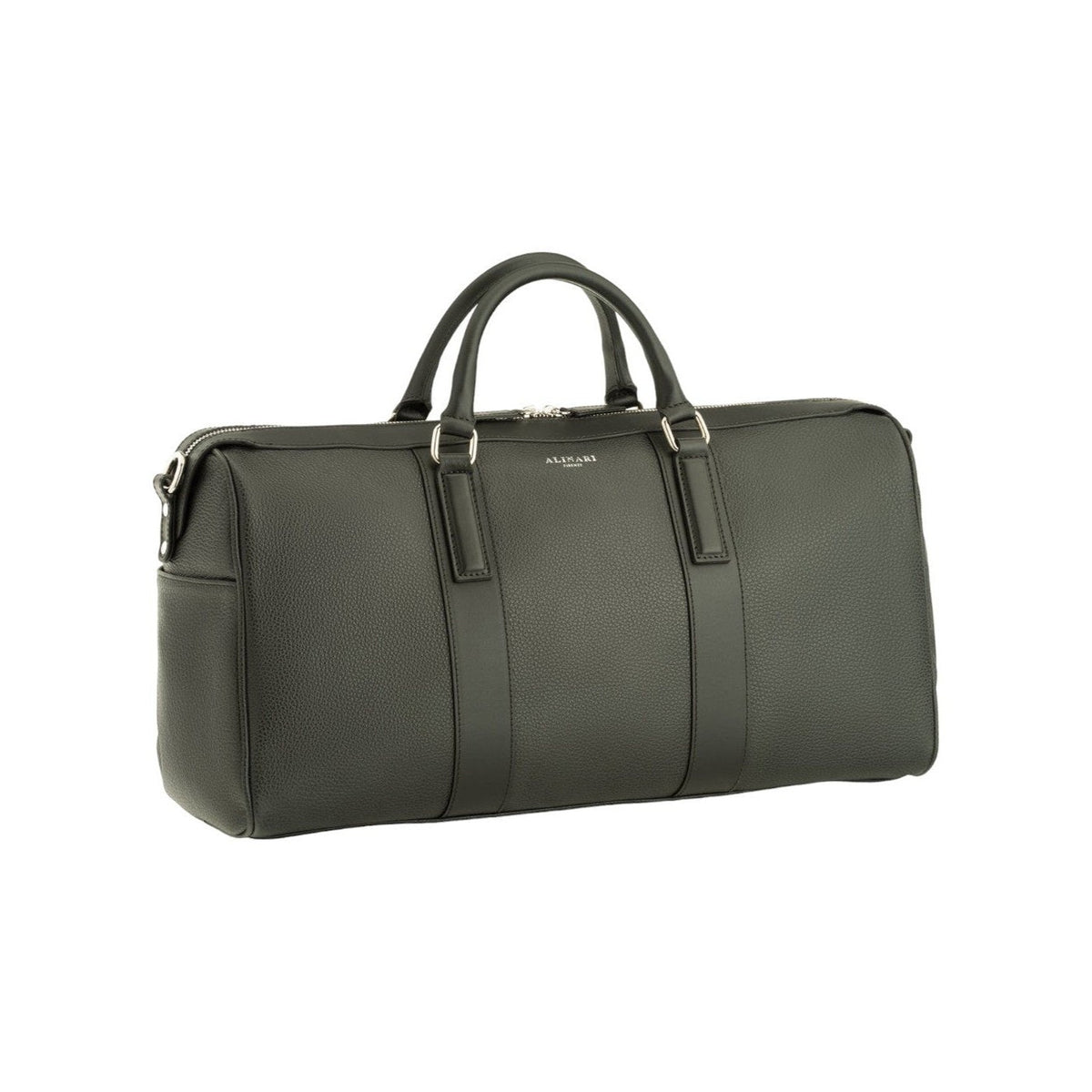 Milano, travel bag in black deer-print Italian calfskin – front view