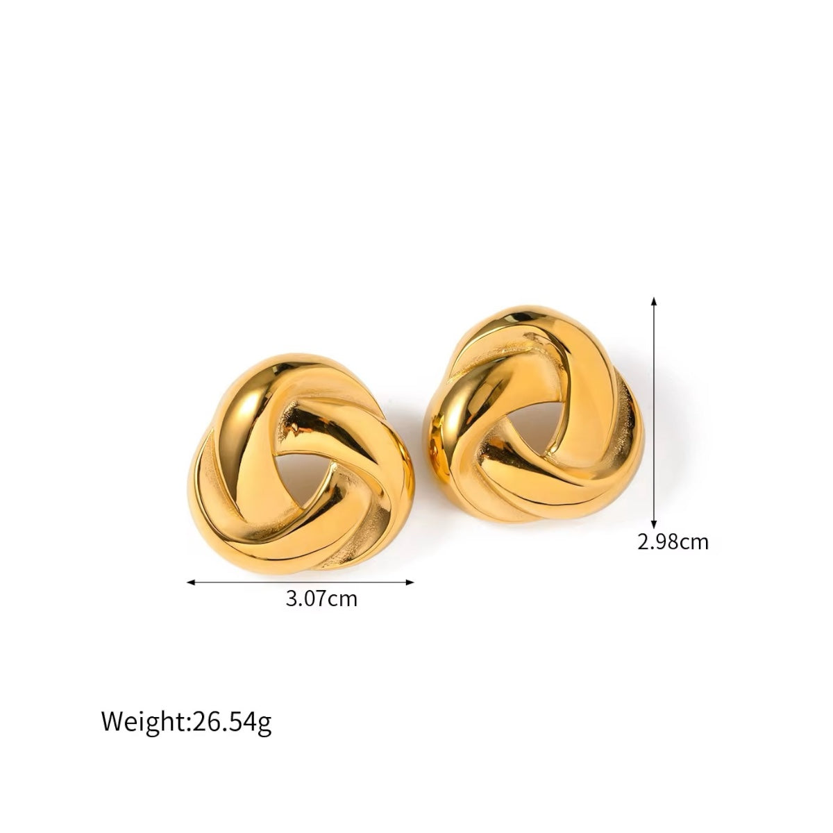 Sculpted Knot, statement earrings in gold high-shine – product view 4 – Alinari Firenze