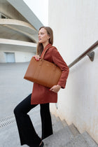 Alinari Tote, work tote in camel textured Italian leather – carried on the arm