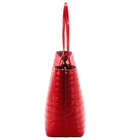 Maxima Croco Tote, laptop tote in red croc-embossed Italian leather – side view