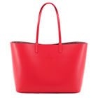 Maxima Tote, laptop tote in red smooth Italian leather – front view – Made in Italy