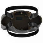 Viviene Tote, slim tote in black Italian Ruga leather – open, showing the suede-lined interior