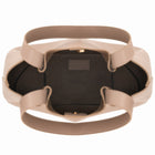Viviene Tote, slim tote in taupe Italian Ruga leather – open, showing the suede-lined interior