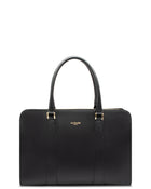Alinari Tote, work tote in black textured Italian leather – front view – Made in Italy