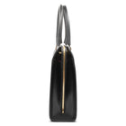 Alinari Tote, work tote in black textured Italian leather – side view