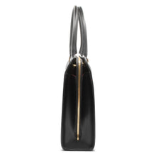 Alinari Tote, work tote in black textured Italian leather – side view