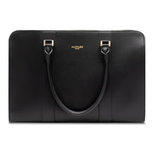 Alinari Tote, work tote in black textured Italian leather – front view
