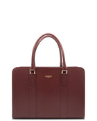 Alinari Tote, work tote in burgundy textured Italian leather – front view – Made in Italy