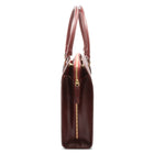 Alinari Tote, work tote in burgundy textured Italian leather – side view