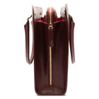 Alinari Tote, work tote in burgundy textured Italian leather – side view