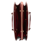 Alinari Tote, work tote in burgundy textured Italian leather – open, showing the interior
