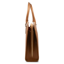 Alinari Tote, work tote in camel textured Italian leather – side view