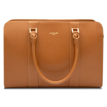 Alinari Tote, work tote in camel textured Italian leather – front view