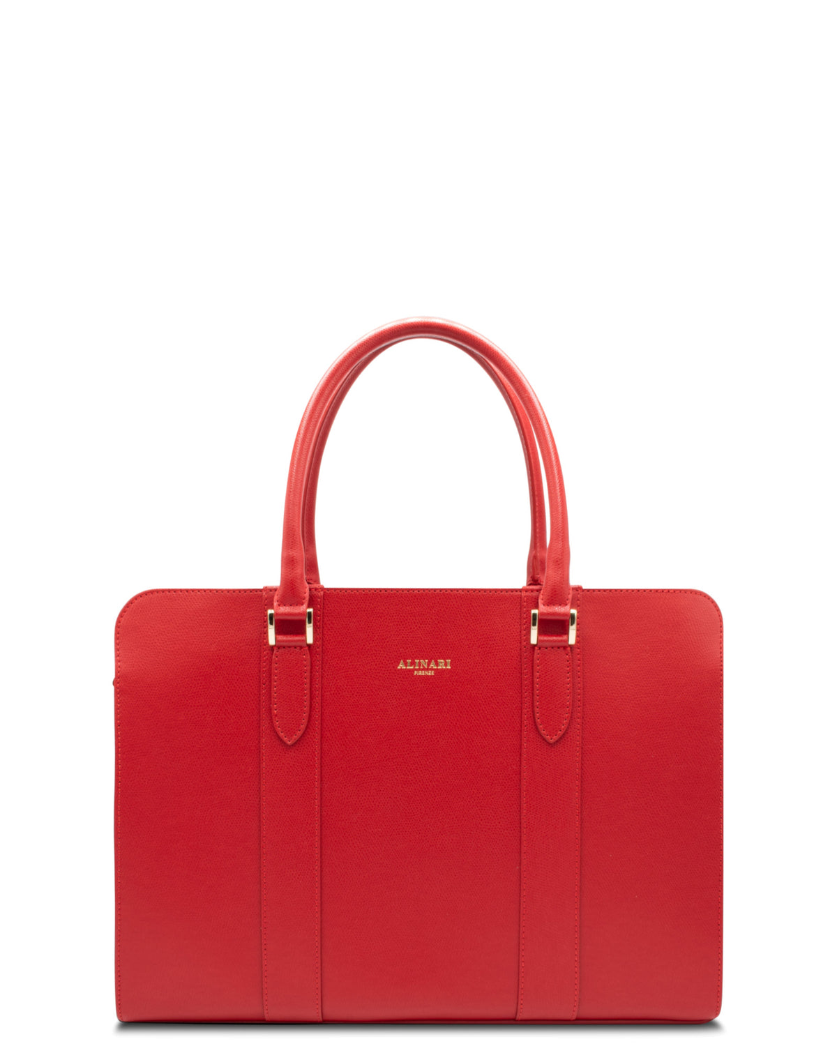 Alinari Tote, Business-Shopper aus rotem genarbtem italienischem Leder – Vorderansicht – Made in Italy