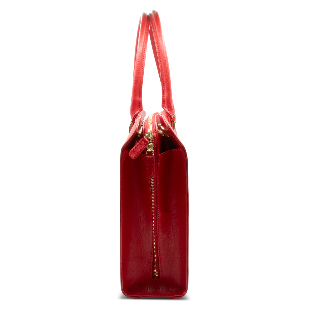 Alinari Tote, tote da lavoro in pelle italiana testurizzata rossa – vista laterale