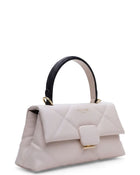 Alita, shoulder bag in white quilted Italian leather – three-quarter view – Made in Italy
