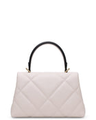 Alita quilted leather shoulder bag in white, back view
