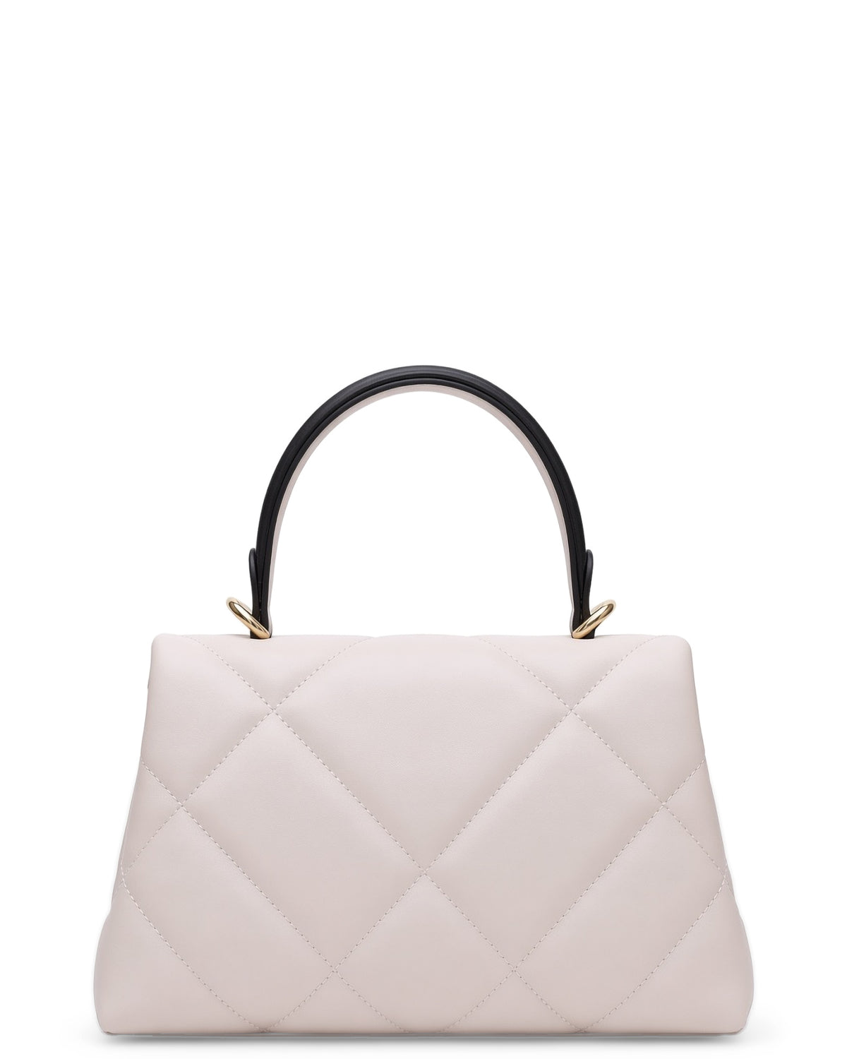 Alita quilted leather shoulder bag in white, back view