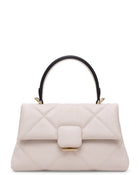 Alita quilted leather shoulder bag in white, front view