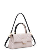 Alita quilted leather shoulder bag in white, with detachable shoulder strap