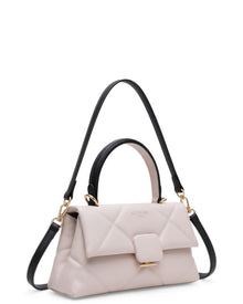 Alita quilted leather shoulder bag in white, with detachable shoulder strap