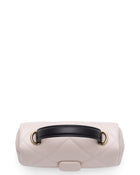 Alita quilted leather shoulder bag in white, top view