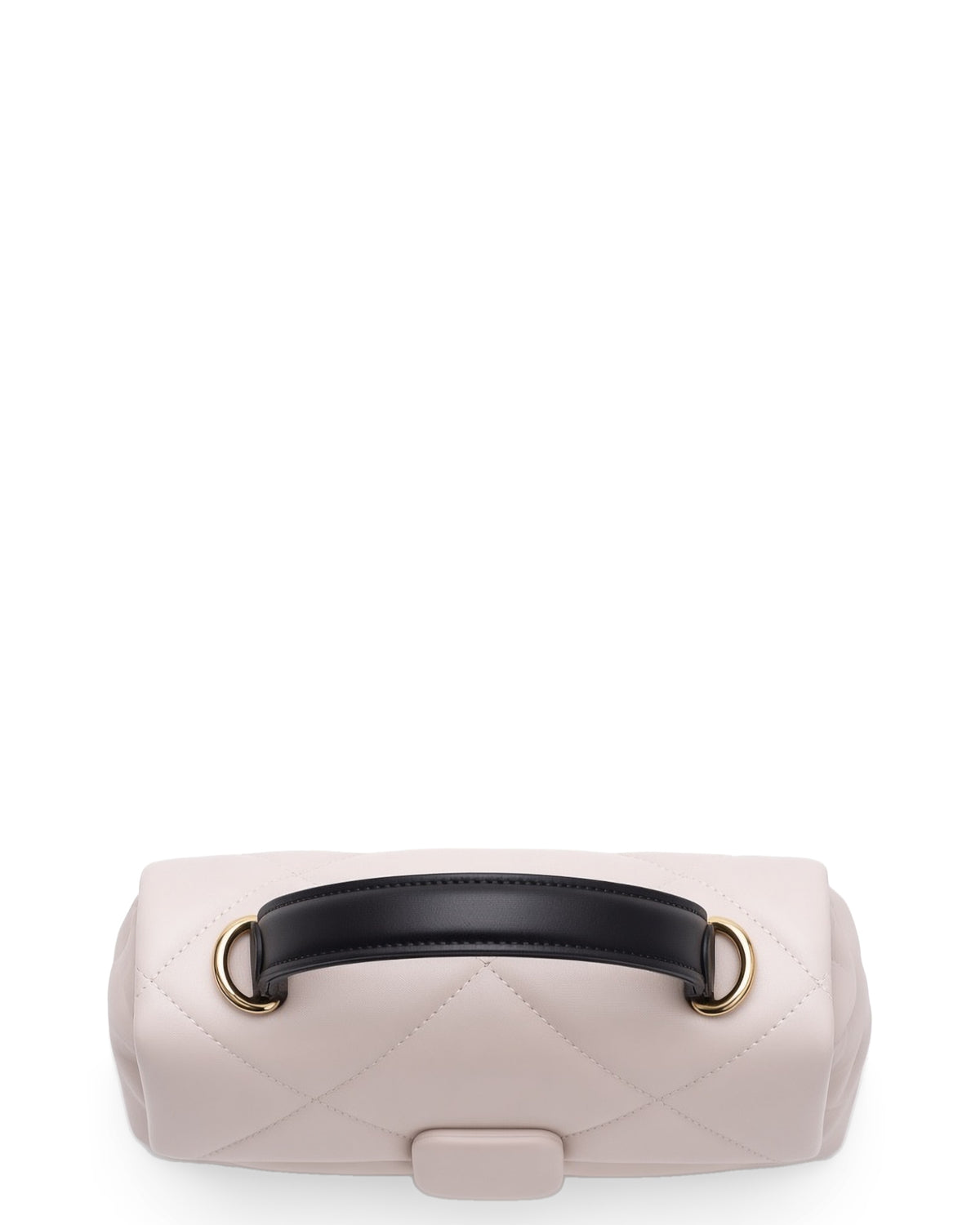 Alita quilted leather shoulder bag in white, top view