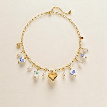 Blue and Gold Charm, layered necklace set in gold-plated alloy and ceramic beads – styled view 5 – Alinari Firenze