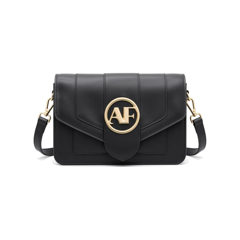 Brera Leather Crossbody Bag – Black front view