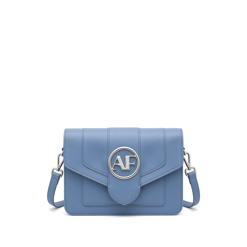 Brera Leather Crossbody Bag – Blue front view