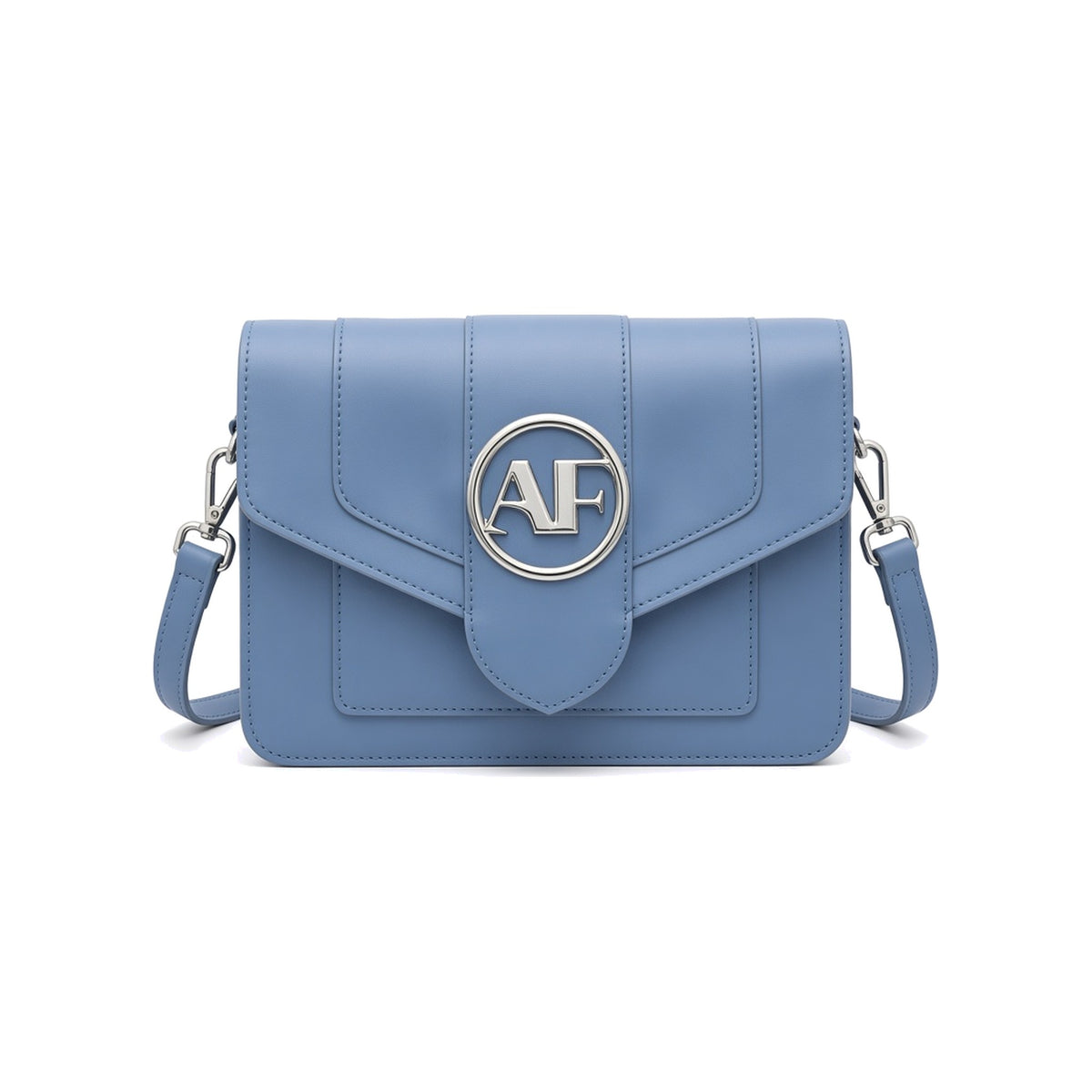 Brera Leather Crossbody Bag – Blue front view