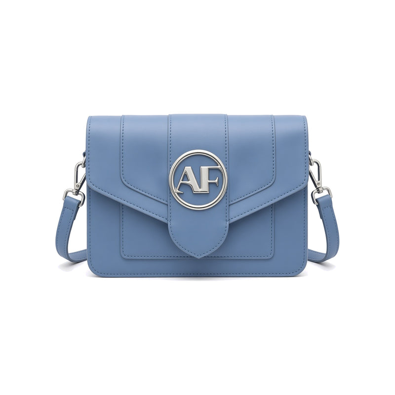 Brera Leather Crossbody Bag – Blue front view