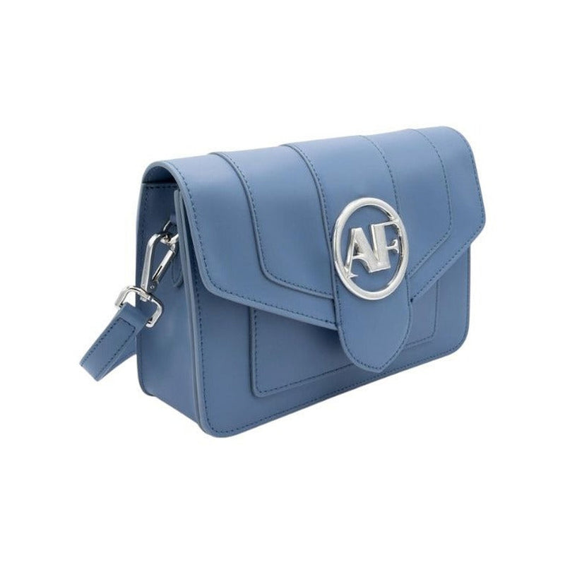 Brera, crossbody bag in blue smooth Italian Ruga leather – front view