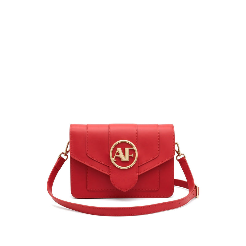 Brera Leather Crossbody Bag – Red front view
