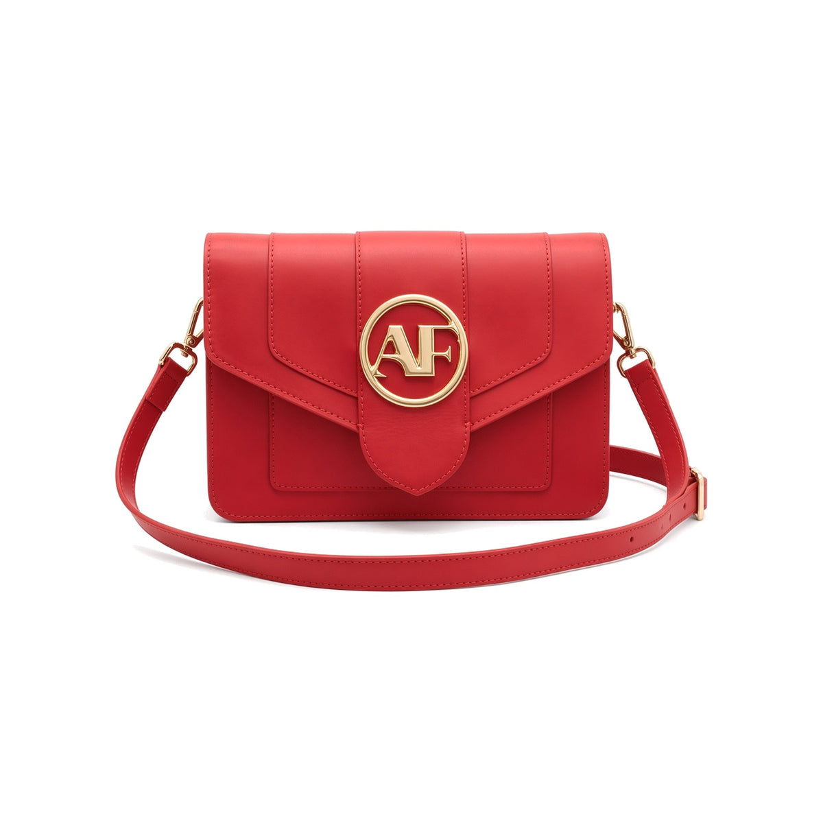 Brera Leather Crossbody Bag – Red front view
