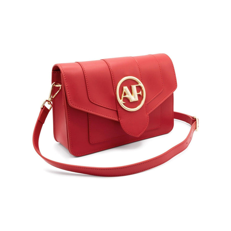 Brera, crossbody bag in red smooth Italian Ruga leather – front view