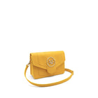 Brera, crossbody bag in yellow smooth Italian Ruga leather – front view