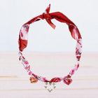Charm Silk Scarf Necklace, necklace in red printed scarf and alloy charms – styled view 4 – Alinari Firenze
