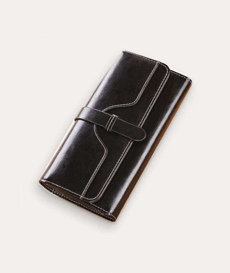 Classic Oil-Wax Wallet, wallet in black oil-wax cow leather – product view 2 – Alinari Firenze
