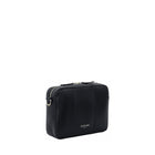 Flavia, crossbody bag in black Italian Ruga leather – three-quarter view