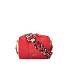 Flavia, crossbody bag in red Italian Ruga leather – front view with shoulder strap – Made in Italy