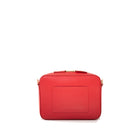 Flavia red leather crossbody bag, back with flat outer pocket – studio photo