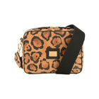Flavia, crossbody bag in leopard-print Italian Ruga leather – front view with shoulder strap – Made in Italy